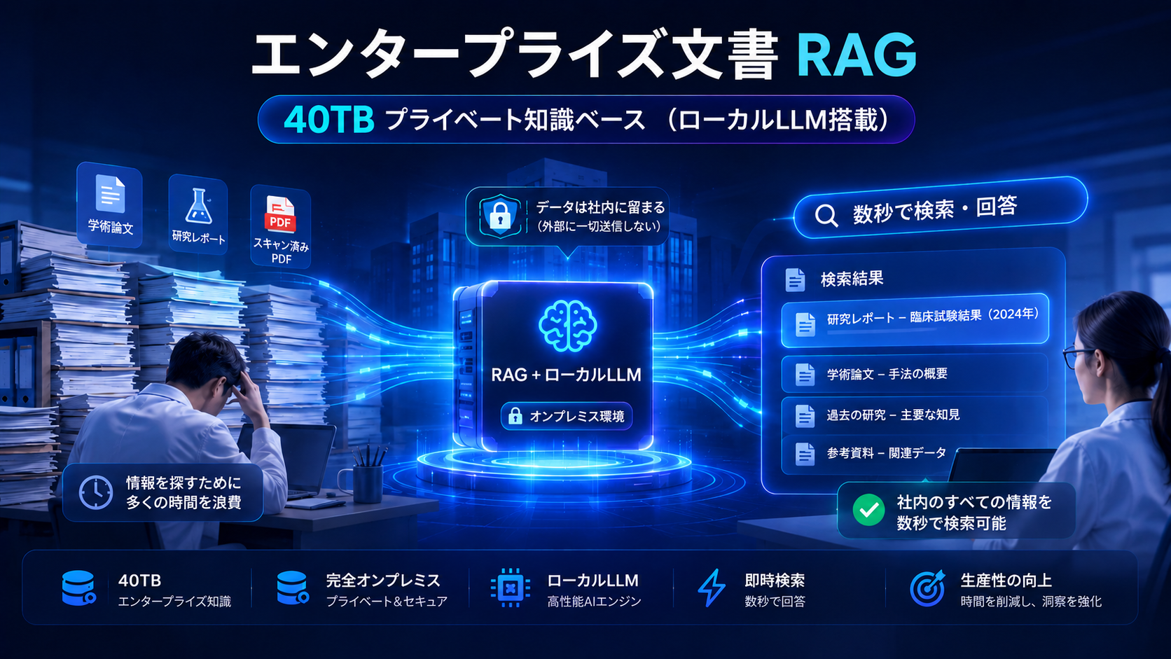 エンタープライズ向けドキュメントRAG ローカルLLMを活用した40TBプライベートナレッジベース